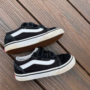 Vans Kids Black and White Velcro Sneakers